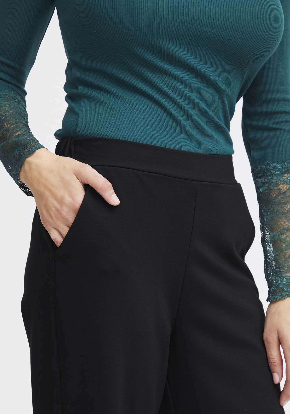 Fransa Casual Trousers - Black 3 Shaws Department Stores