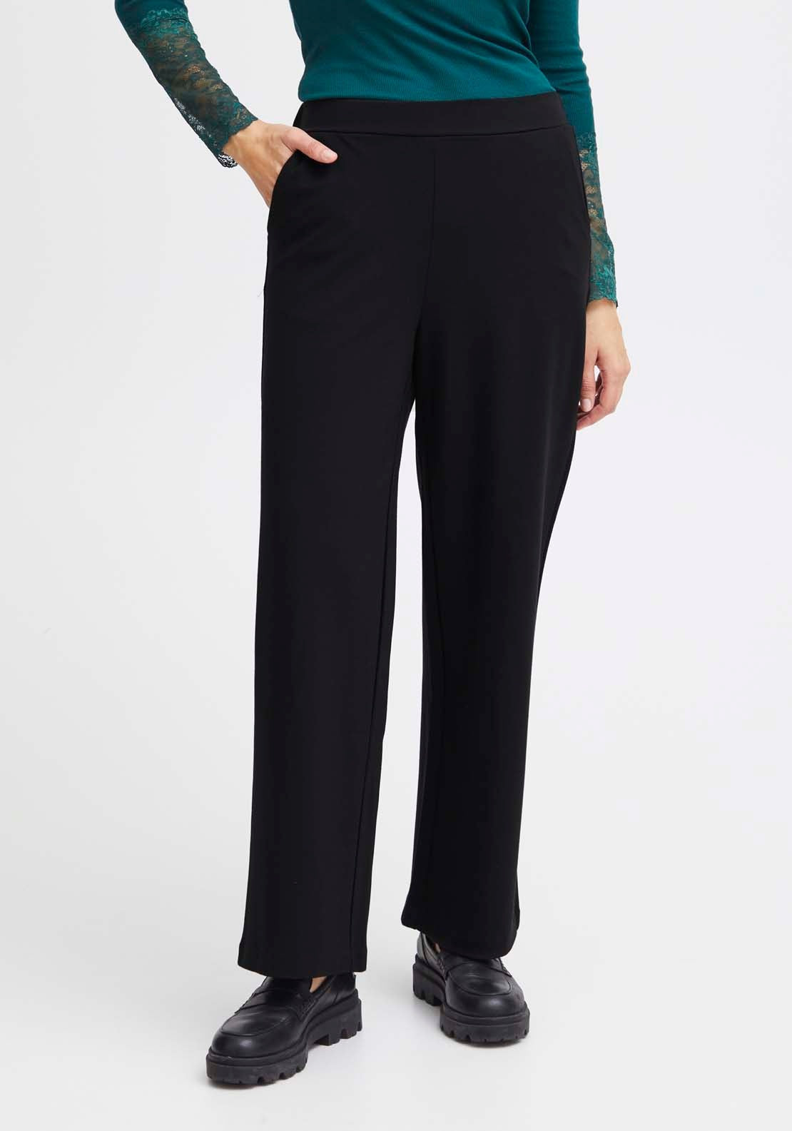 Fransa Casual Trousers - Black 1 Shaws Department Stores