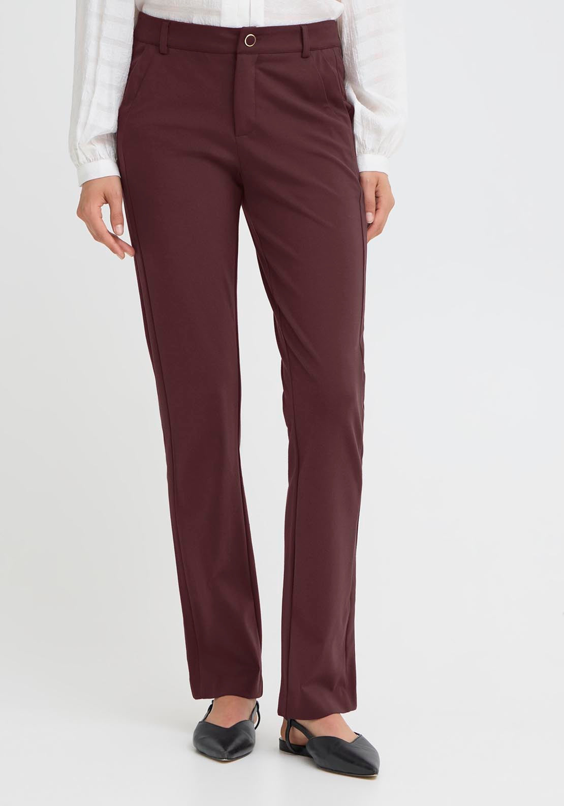 Fransa Lano Trousers - Brown 1 Shaws Department Stores