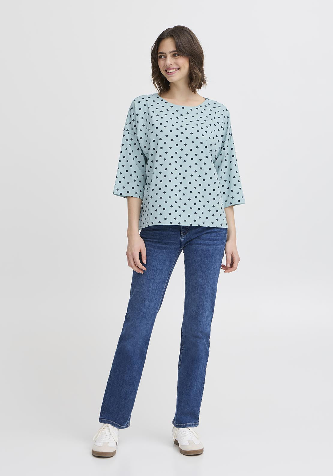 Fransa Casual 3/4 Sleeve T-Shirt - Aquifer Mix 1 Shaws Department Stores