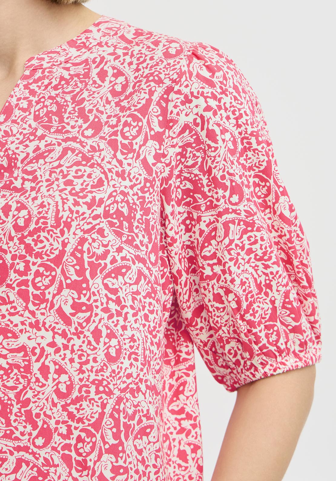 Fransa Casual Short Sleeve Blouse - Pink 2 Shaws Department Stores