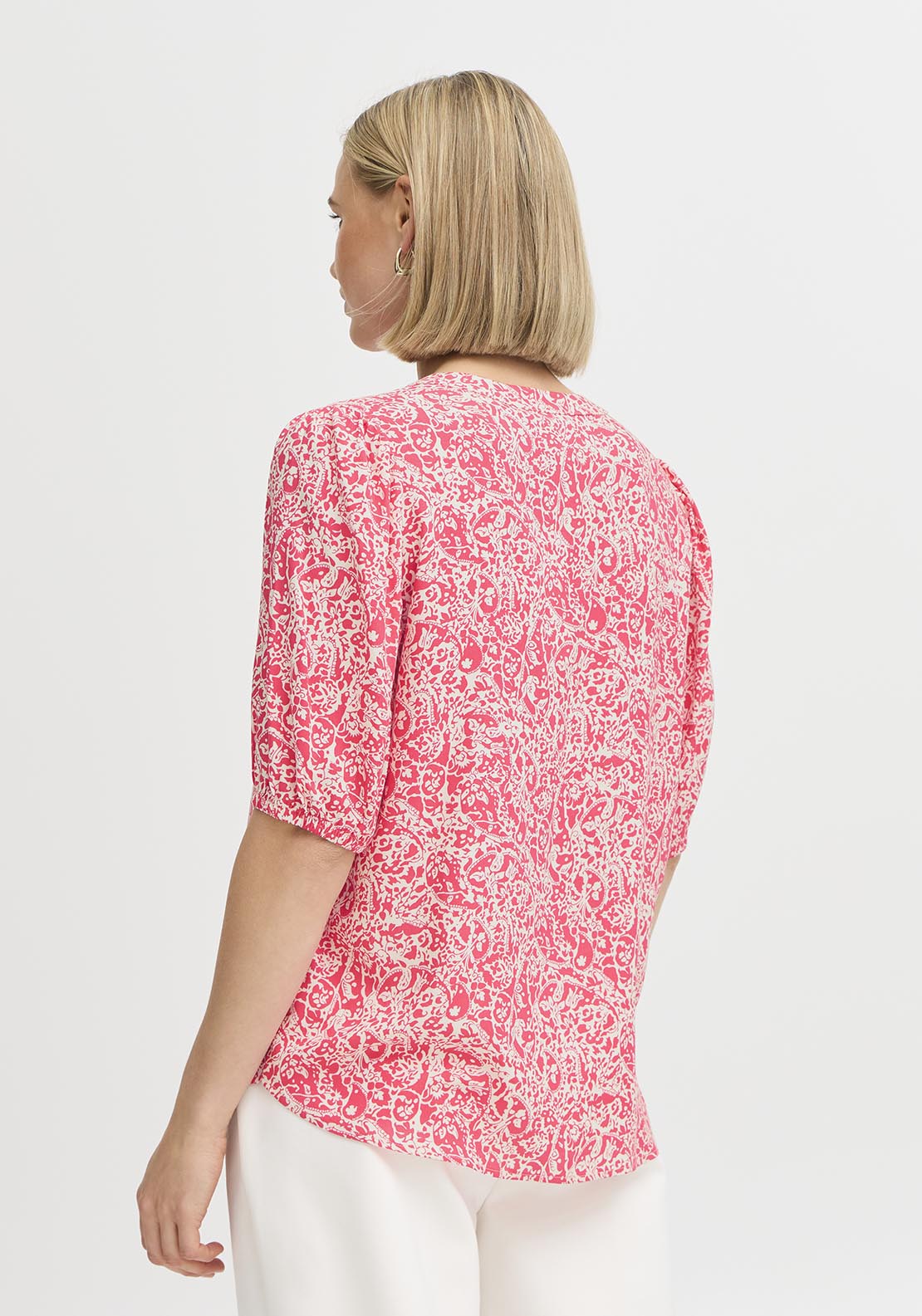 Fransa Casual Short Sleeve Blouse - Pink 4 Shaws Department Stores