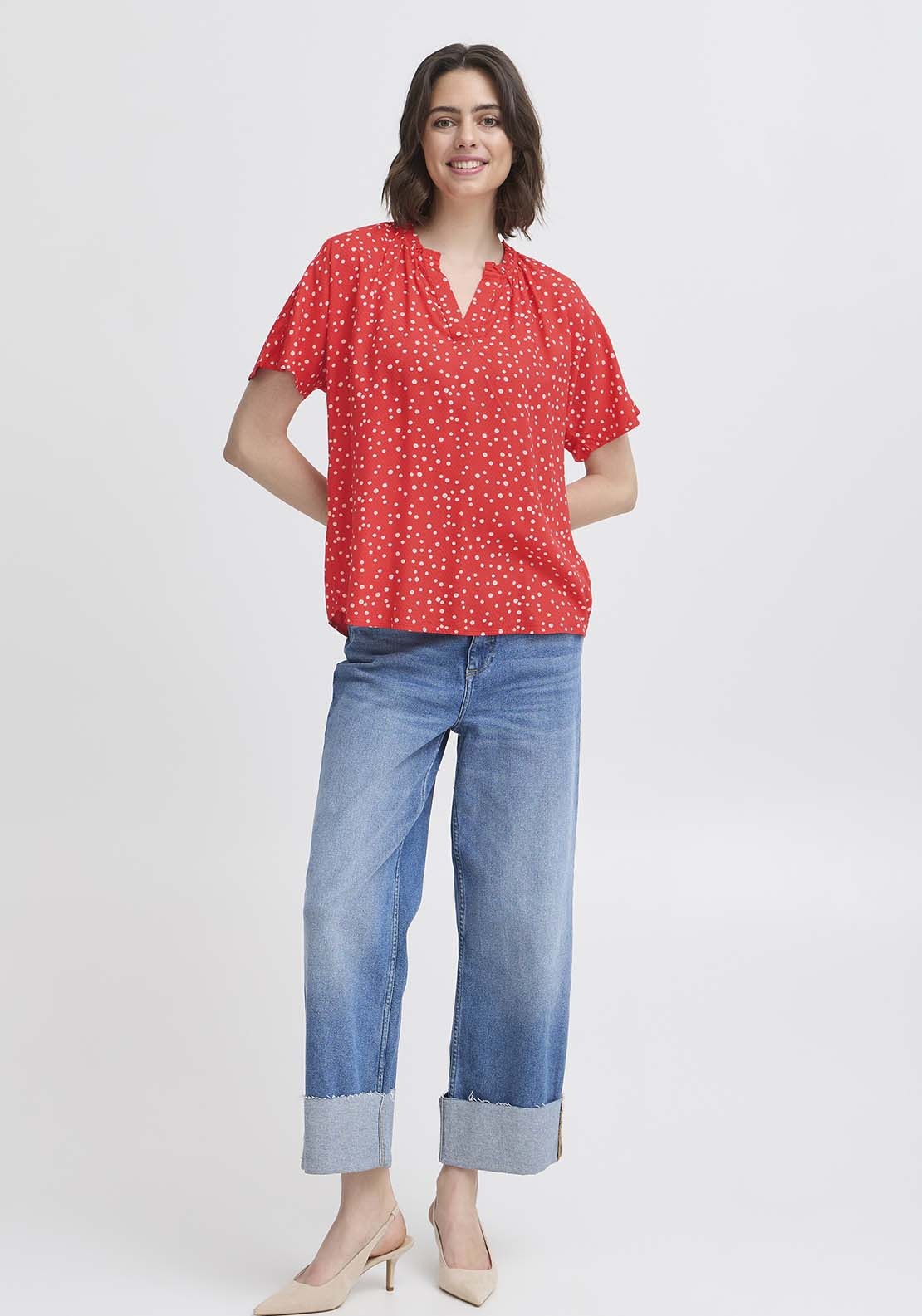 Fransa Casual Cap Sleeve Blouse - Pink 8 Shaws Department Stores