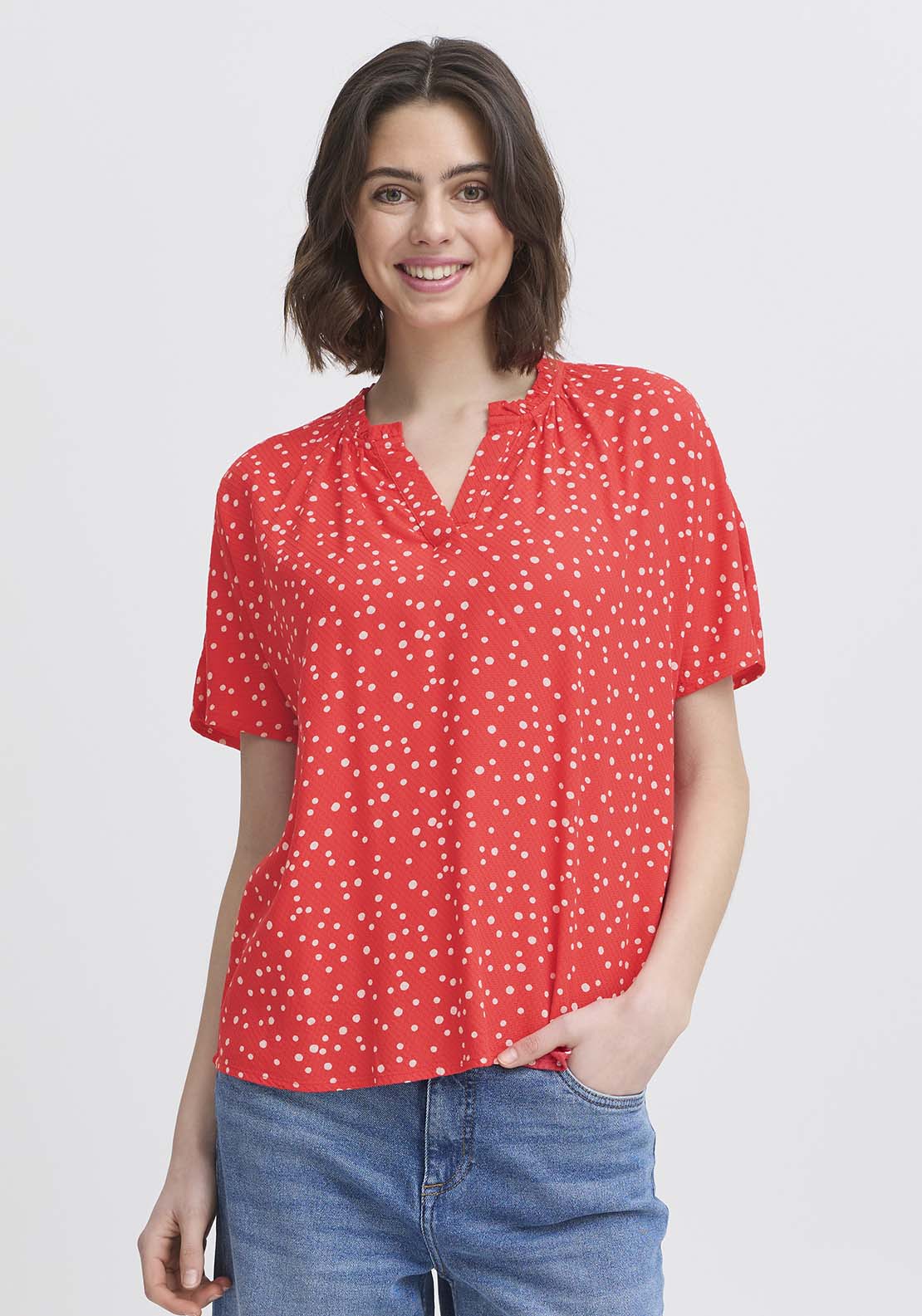 Fransa Casual Cap Sleeve Blouse - Pink 1 Shaws Department Stores