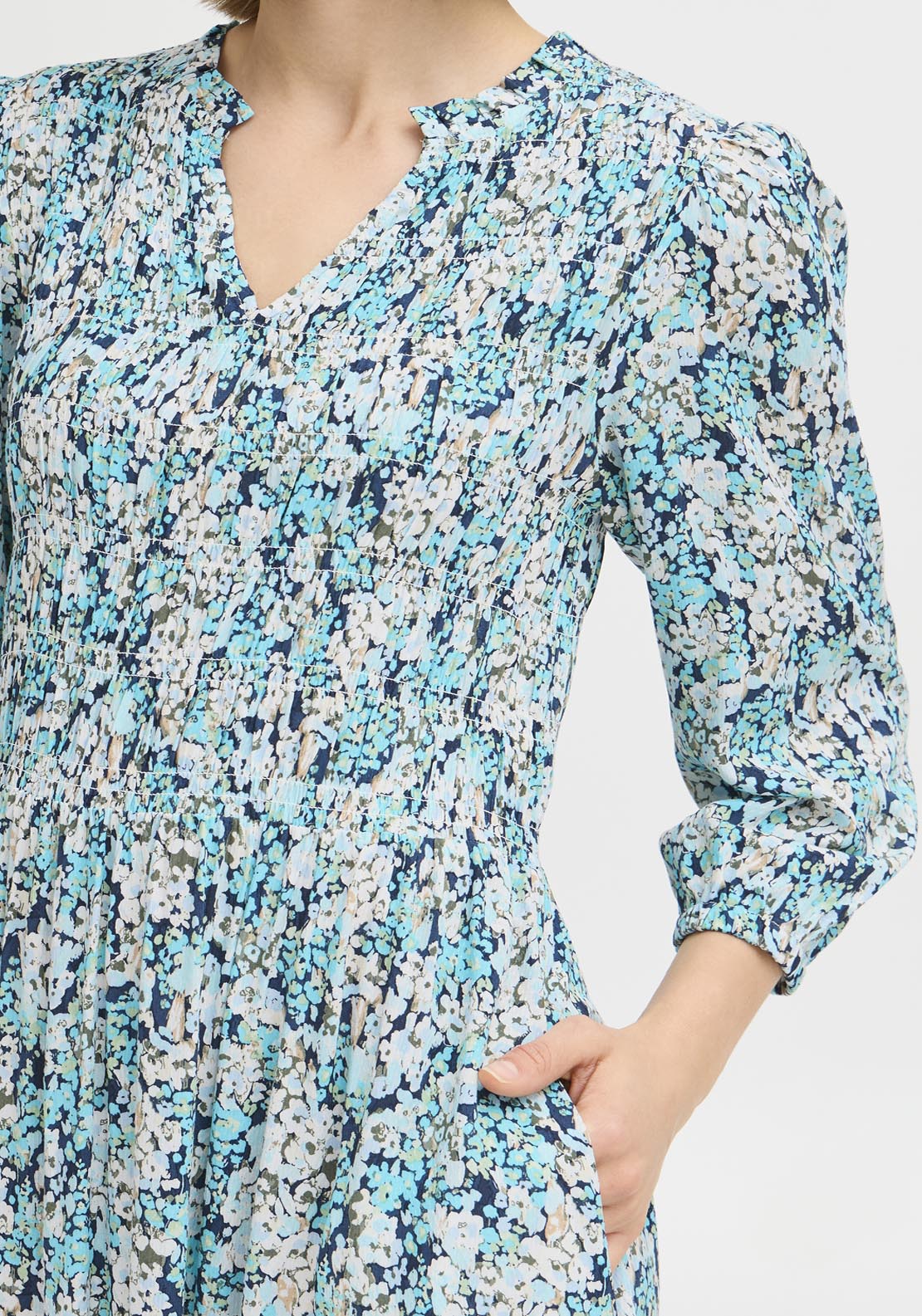 Fransa Light Woven Dress - Bachelor Button Mix 4 Shaws Department Stores