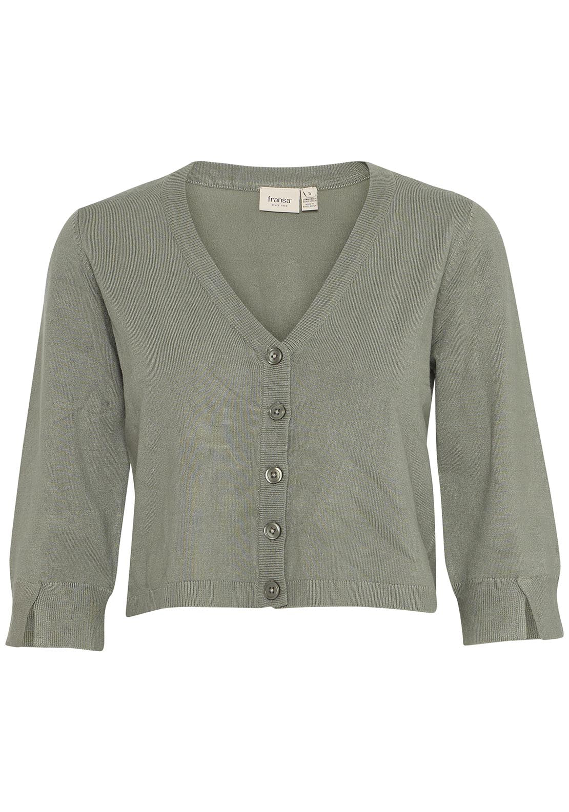 Fransa Casual 3/4 Sleeve Knit Cardigan - Agave Green 6 Shaws Department Stores