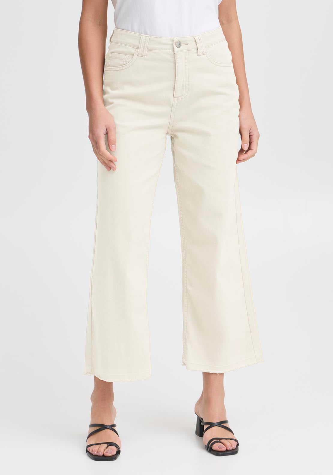 Fransa Casual Trousers - White 1 Shaws Department Stores