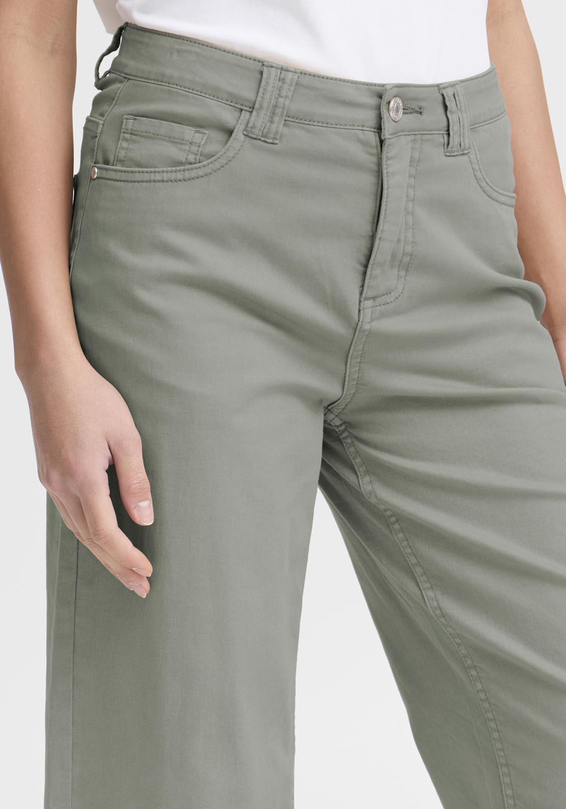 Fransa Casual Trousers - Green 4 Shaws Department Stores