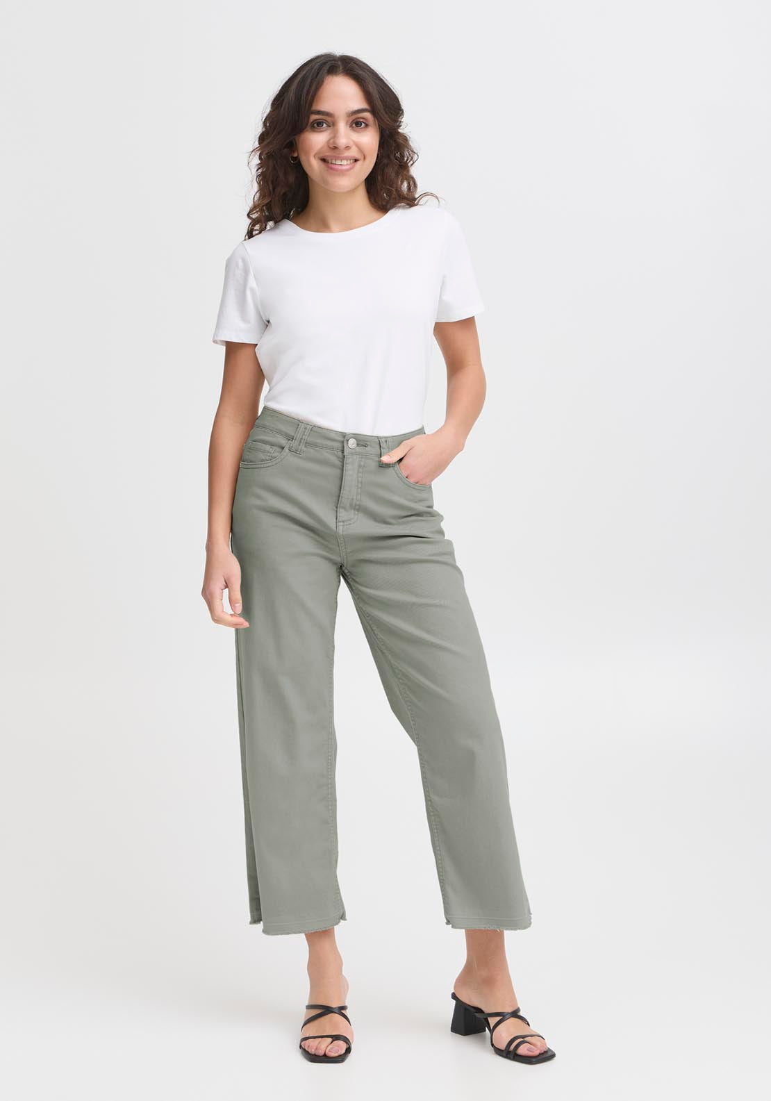 Fransa Casual Trousers - Green 3 Shaws Department Stores