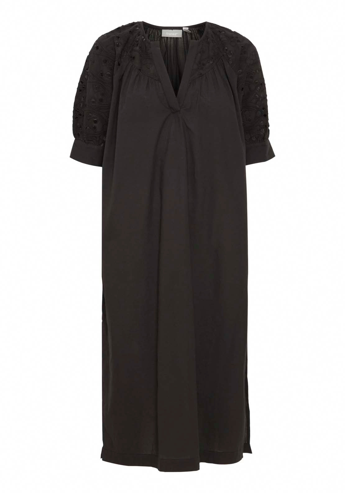 Fransa Light Woven Dress - Black 1 Shaws Department Stores