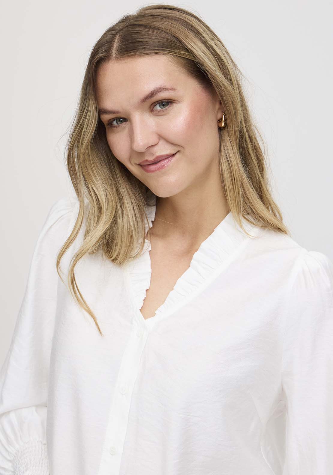Fransa Long Sleeve Shirt - Blanc De Blanc 2 Shaws Department Stores