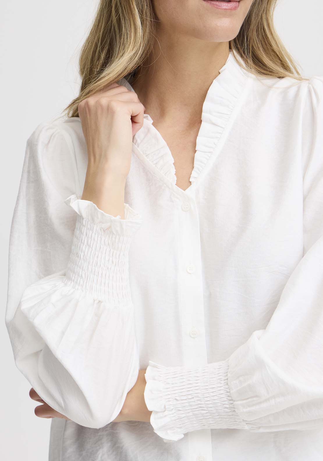 Fransa Long Sleeve Shirt - Blanc De Blanc 3 Shaws Department Stores