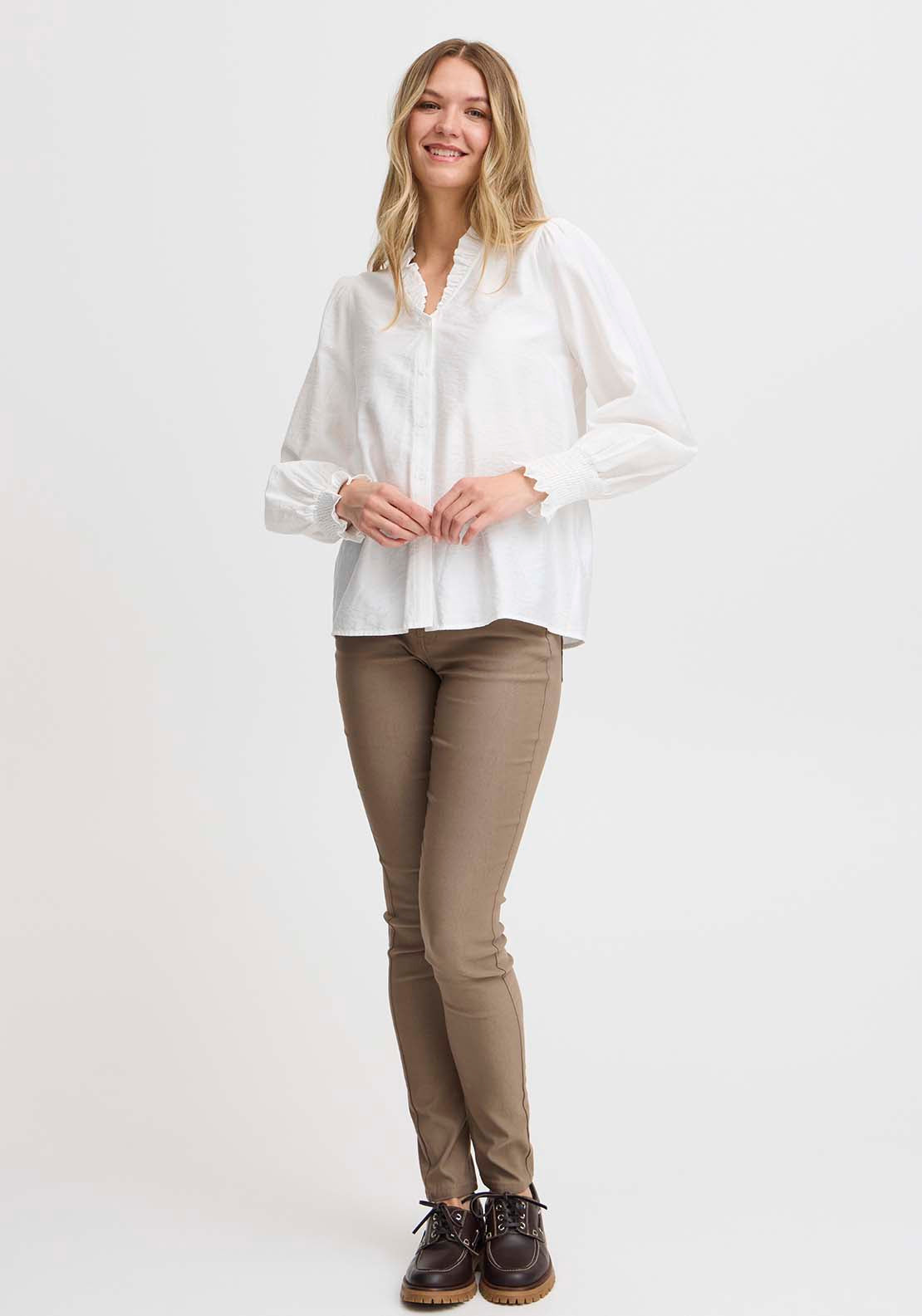 Fransa Long Sleeve Shirt - Blanc De Blanc 5 Shaws Department Stores