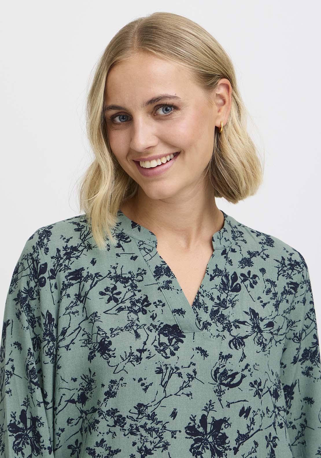 Fransa Long Sleeve Woven Shirt - Green Bay 3 Shaws Department Stores
