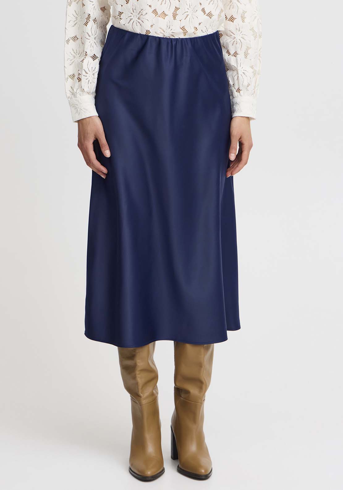 Fransa Casual Midi Skirt - Vintage Indigo 2 Shaws Department Stores