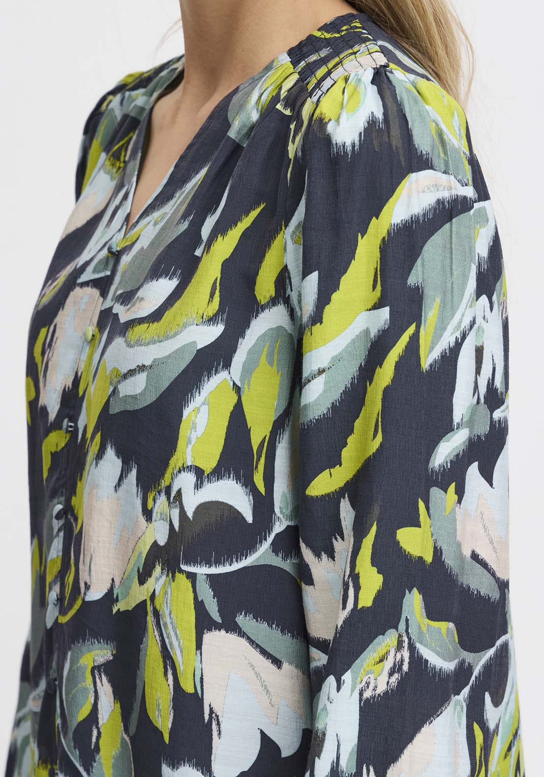 Fransa Long Sleeve Blouse - Navy 3 Shaws Department Stores