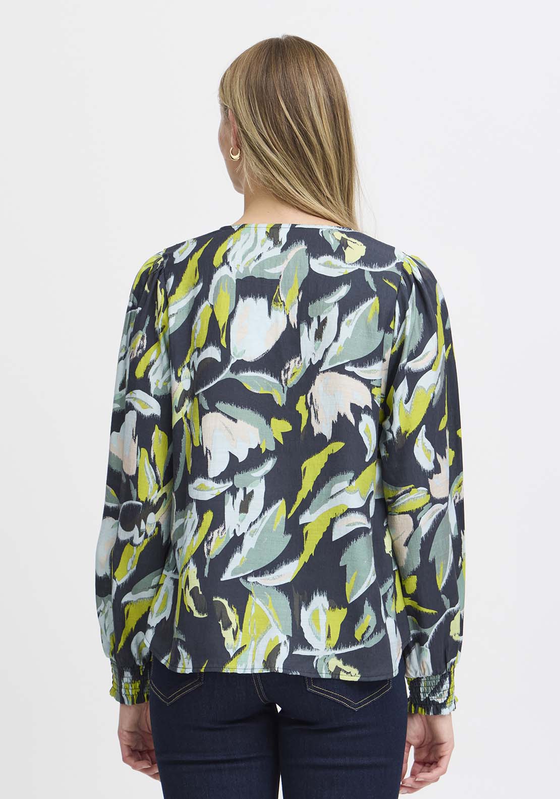 Fransa Long Sleeve Blouse - Navy 4 Shaws Department Stores