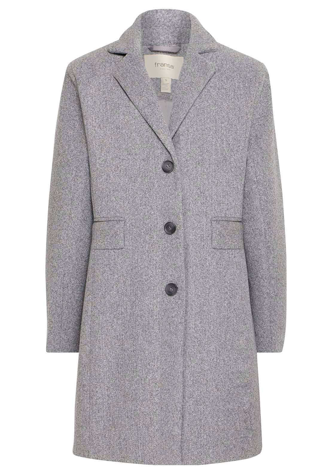 Fransa Midi Coat - Asphalt Melange 5 Shaws Department Stores
