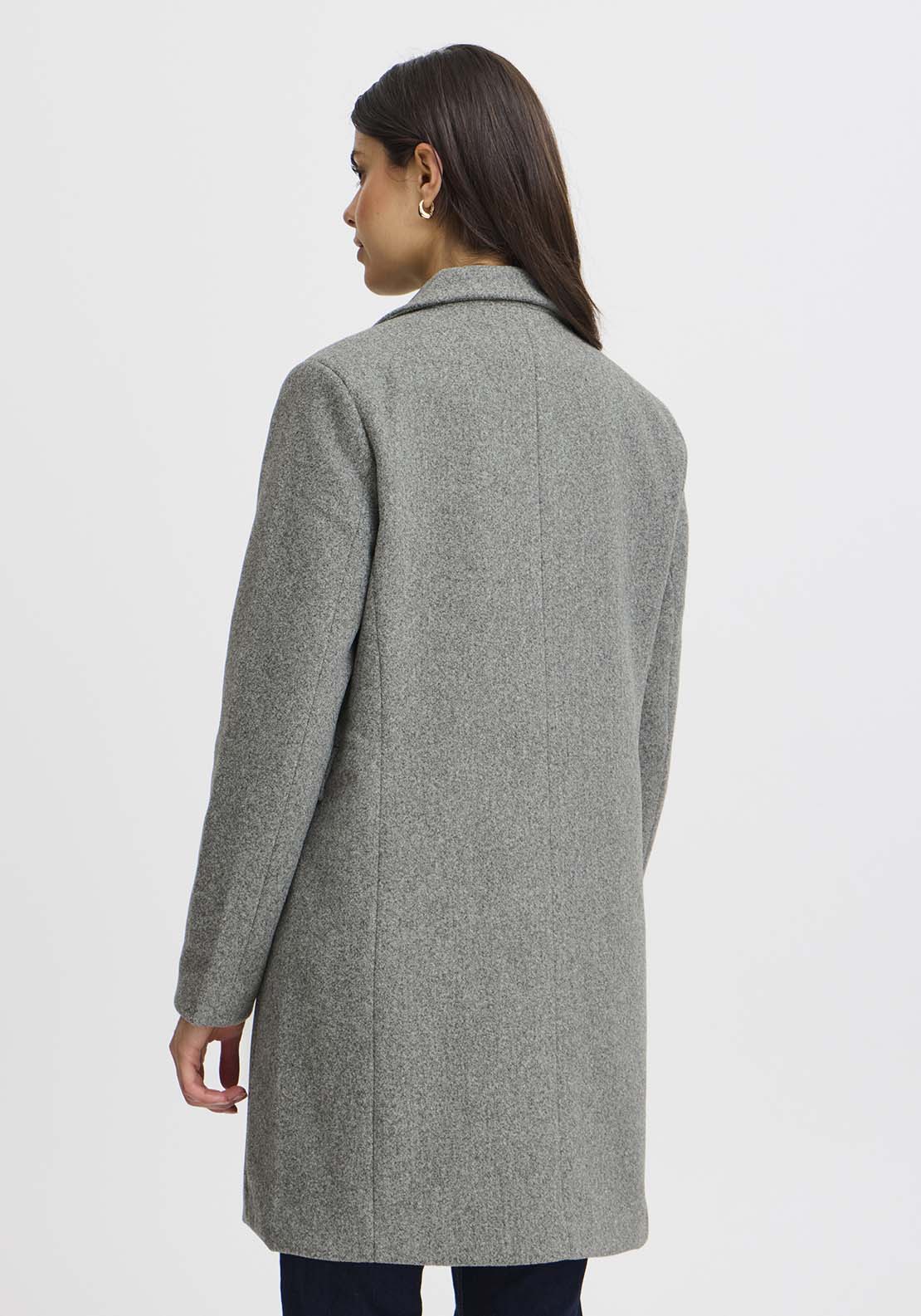 Fransa Midi Coat - Asphalt Melange 4 Shaws Department Stores