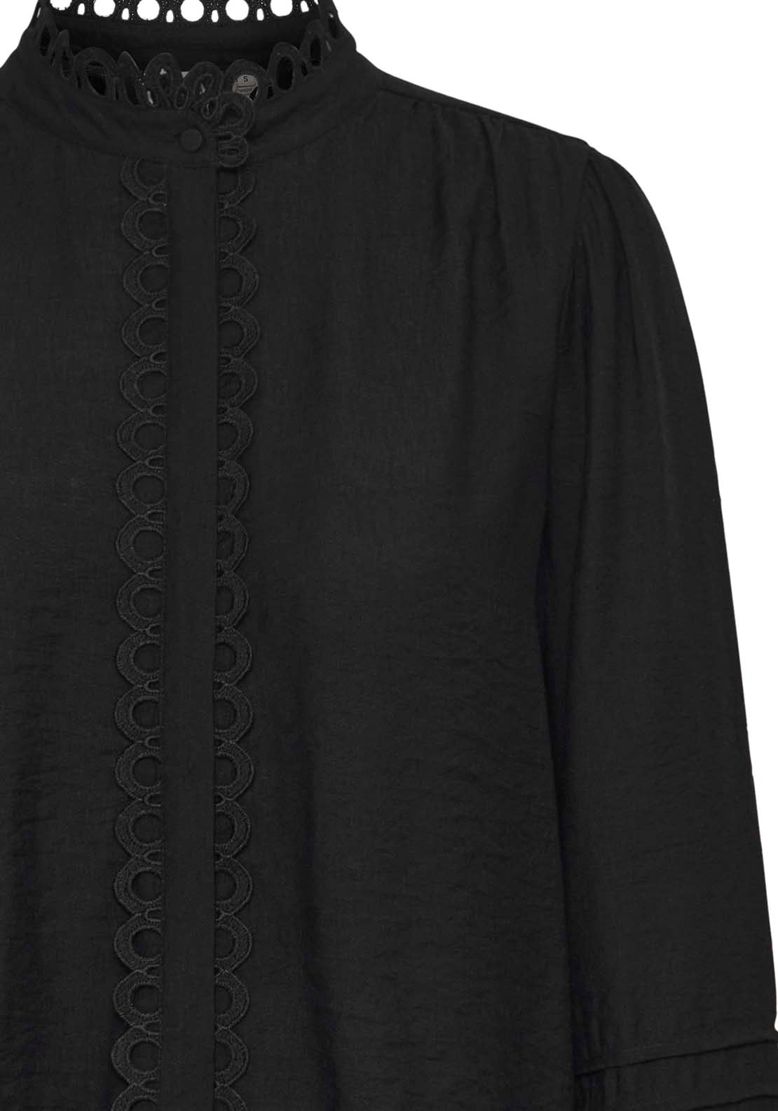 Fransa Long Sleeve Woven Shirt - Black 3 Shaws Department Stores