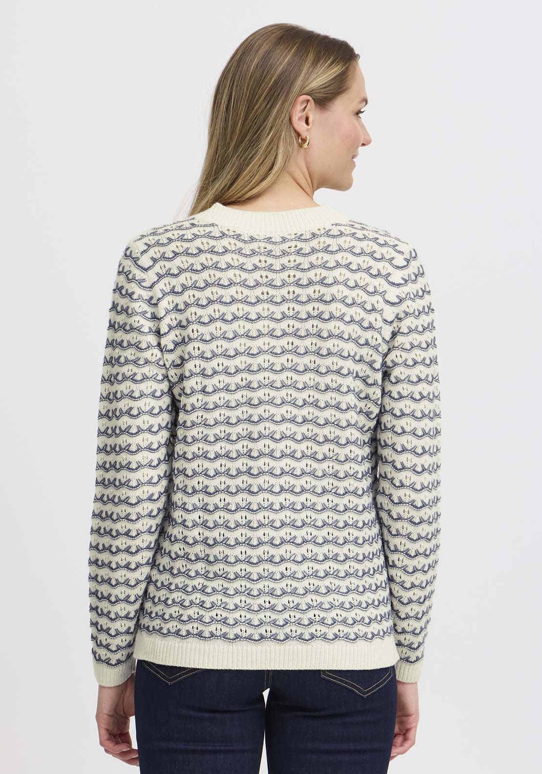 Fransa Long Sleeve Knit Pullover - Vintage Indigo Mix 5 Shaws Department Stores