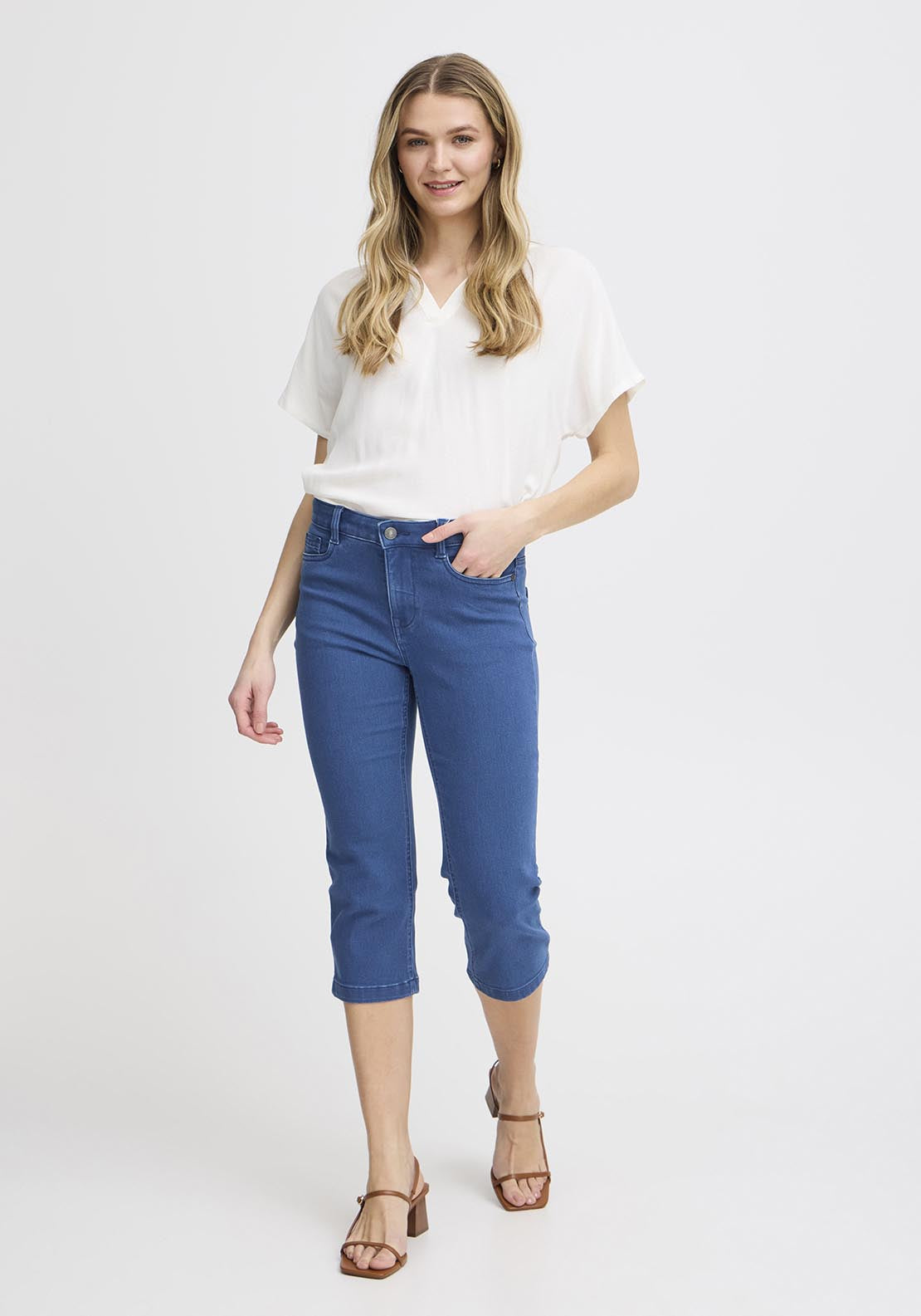 Fransa Denim Jeans - Mid Blue Denim 2 Shaws Department Stores