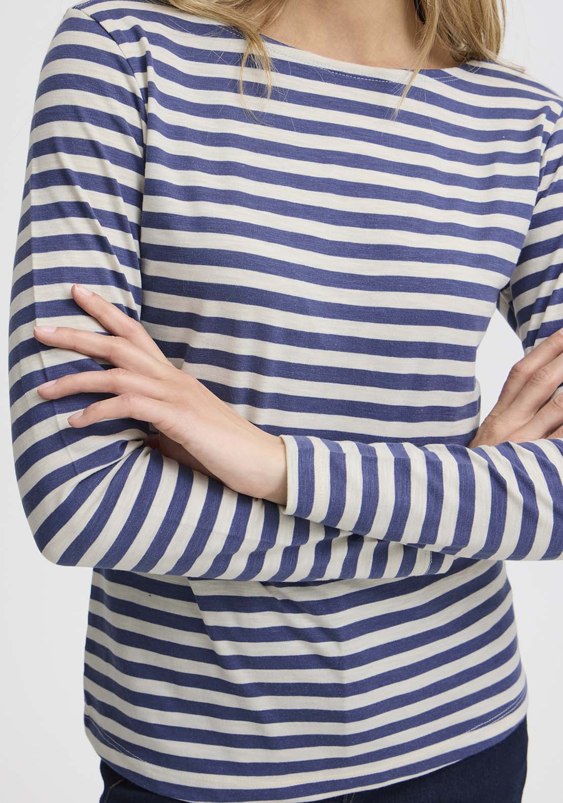 Fransa Long Sleeve T-Shirt - Vintage Indigo Mix 3 Shaws Department Stores