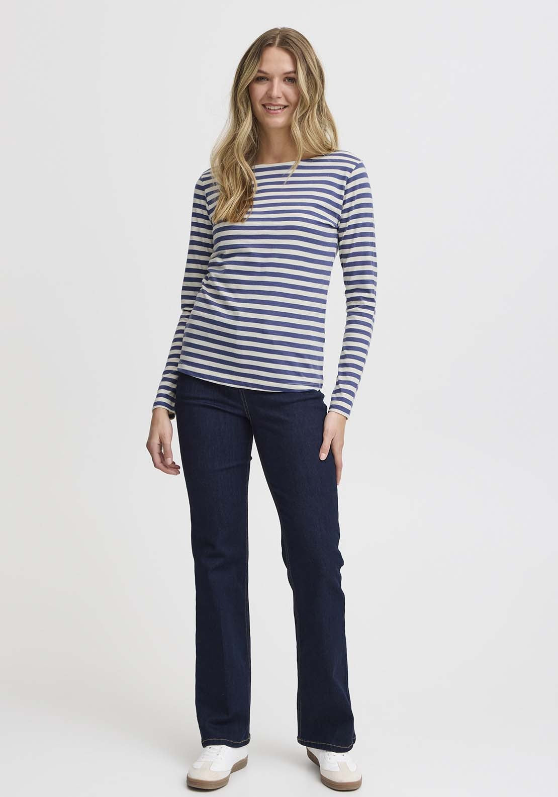 Fransa Long Sleeve T-Shirt - Vintage Indigo Mix 2 Shaws Department Stores