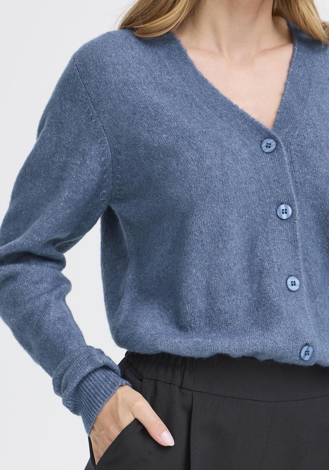 Long Sleeve Knit Cardigan - Vintage Indigo Melange