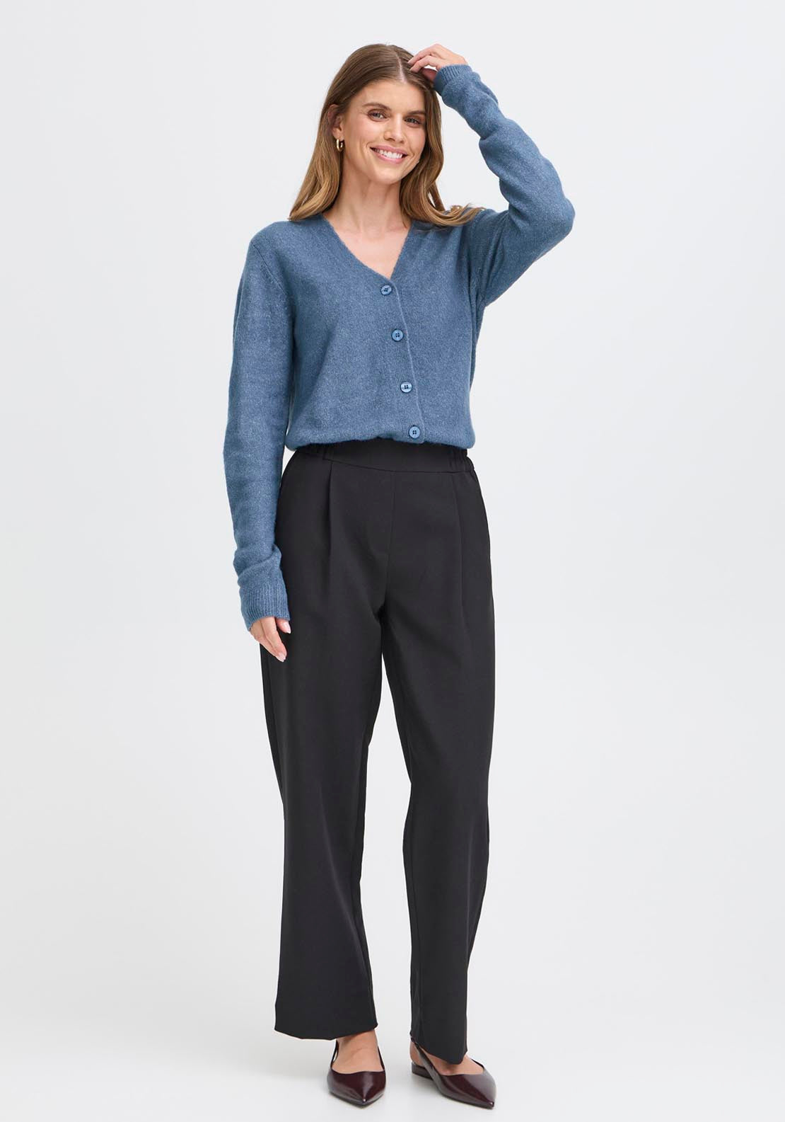 Long Sleeve Knit Cardigan - Vintage Indigo Melange