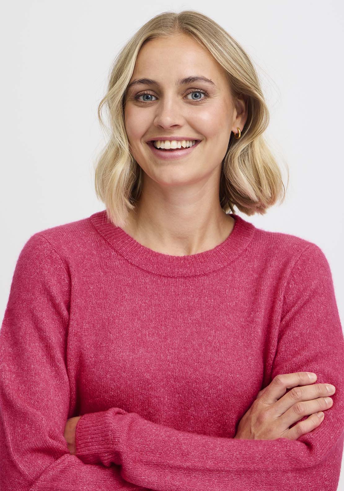 Fransa Long Sleeve Knit Pullover - Beetroot Purple Melange 2 Shaws Department Stores