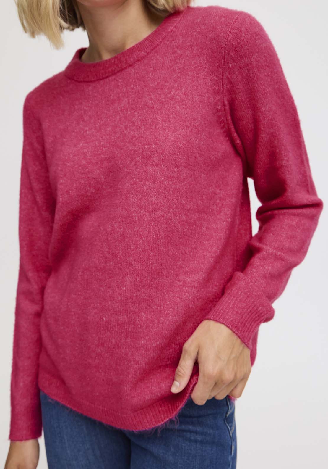 Fransa Long Sleeve Knit Pullover - Beetroot Purple Melange 3 Shaws Department Stores