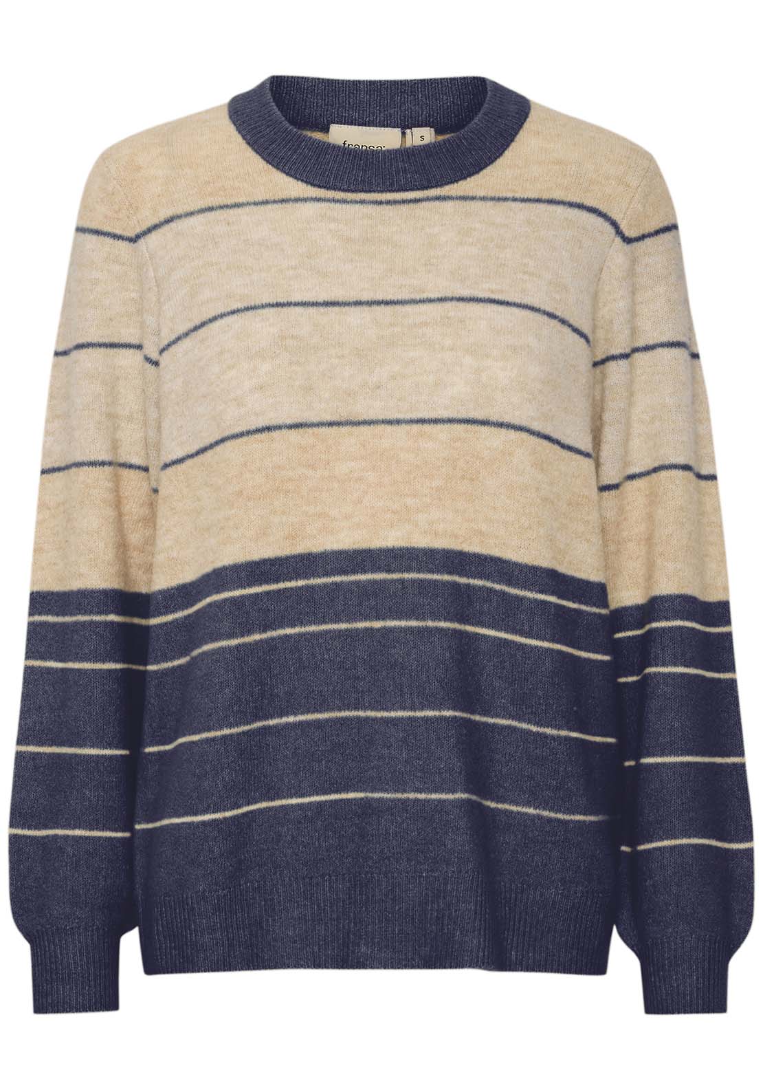 Fransa Long Sleeve Knit Pullover - Vintage Indigo Melange 1 Shaws Department Stores