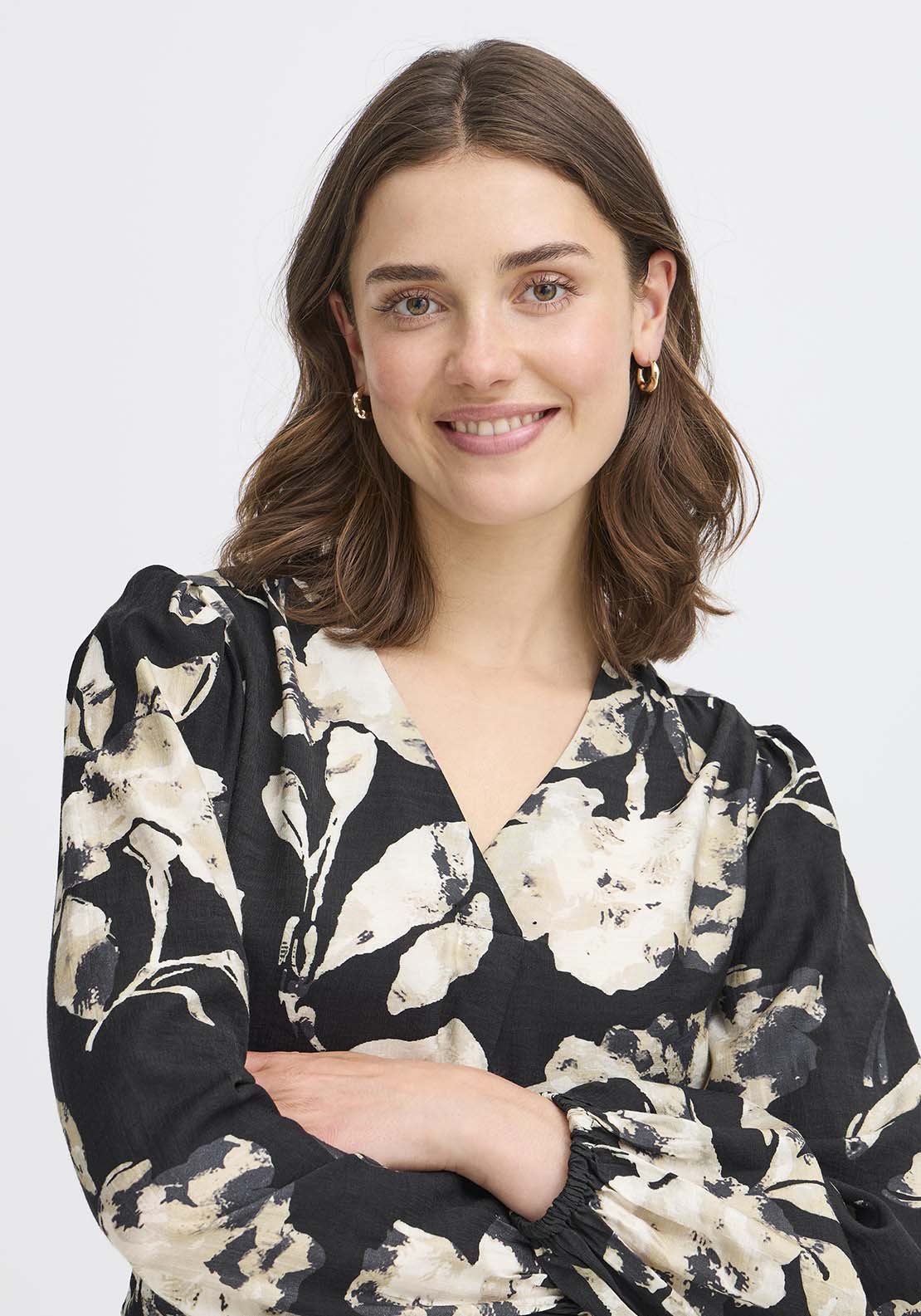Long Sleeve Blouse - Dis Floral Black