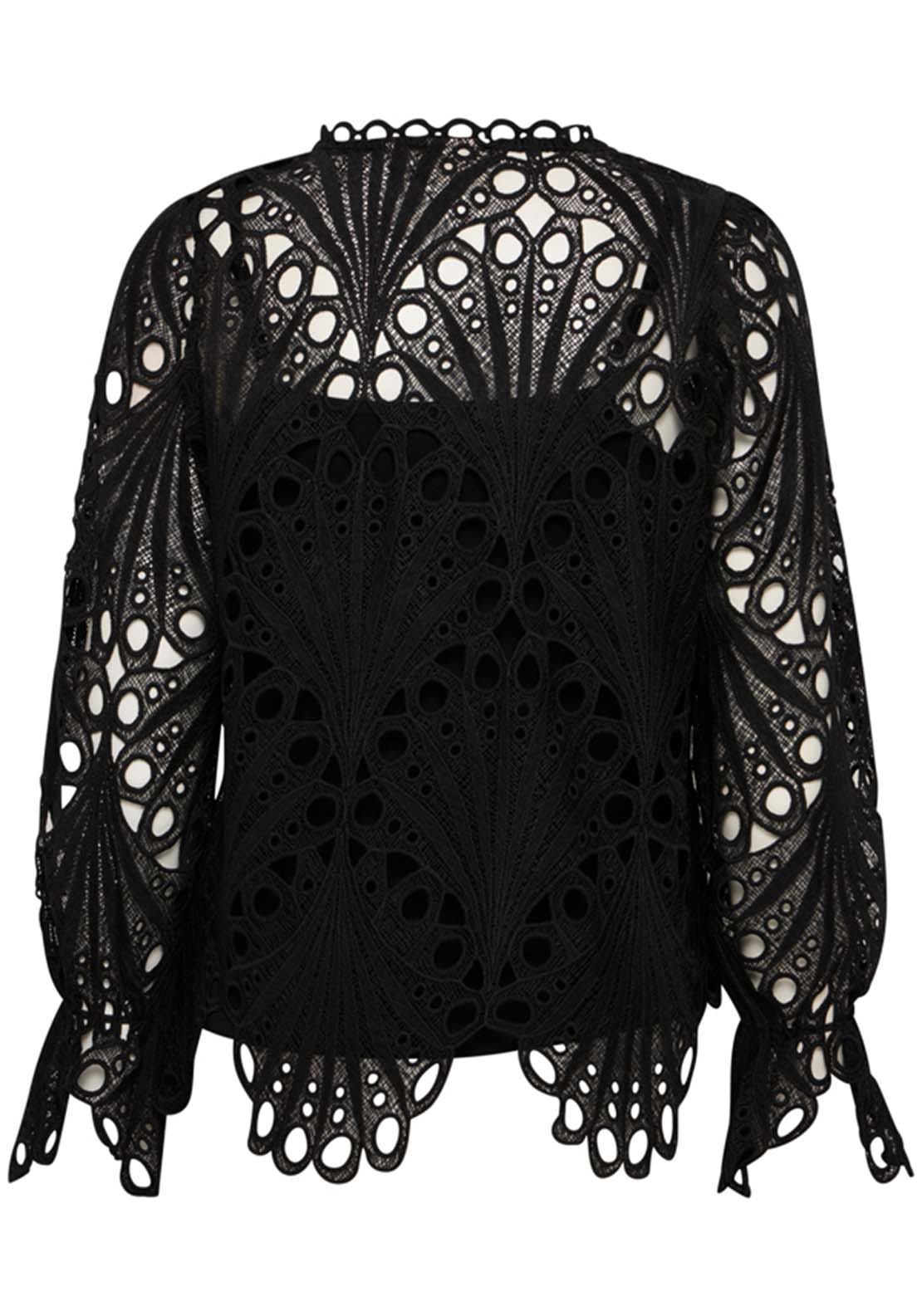 Fransa Long Sleeve Blouse - Black 3 Shaws Department Stores