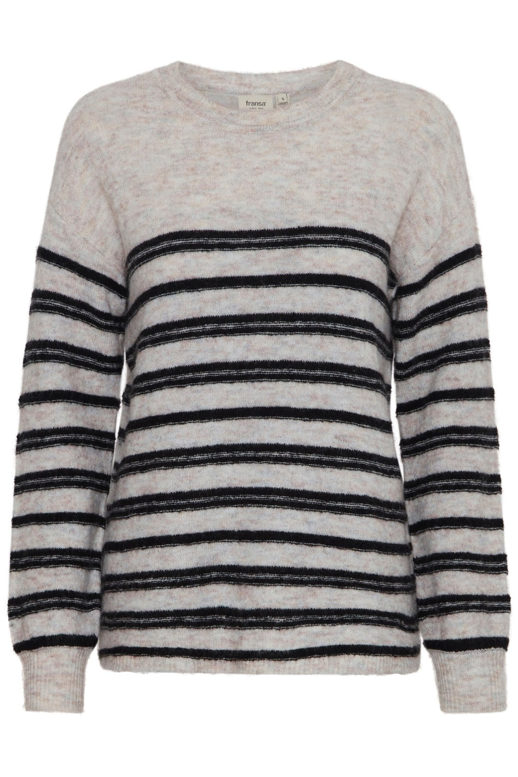 Fransa Knit Long Sleeve Pullover - Limestone Melange Mix 1 Shaws Department Stores