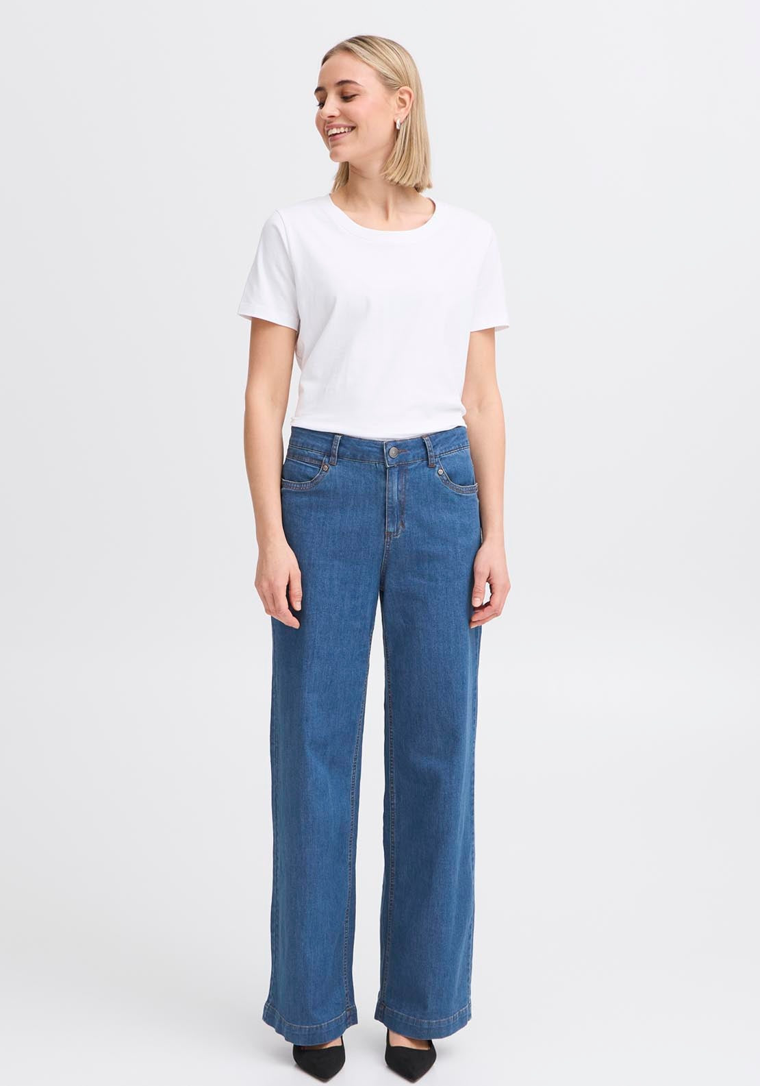 Fransa Denim Wide Leg Jeans - Denim 5 Shaws Department Stores