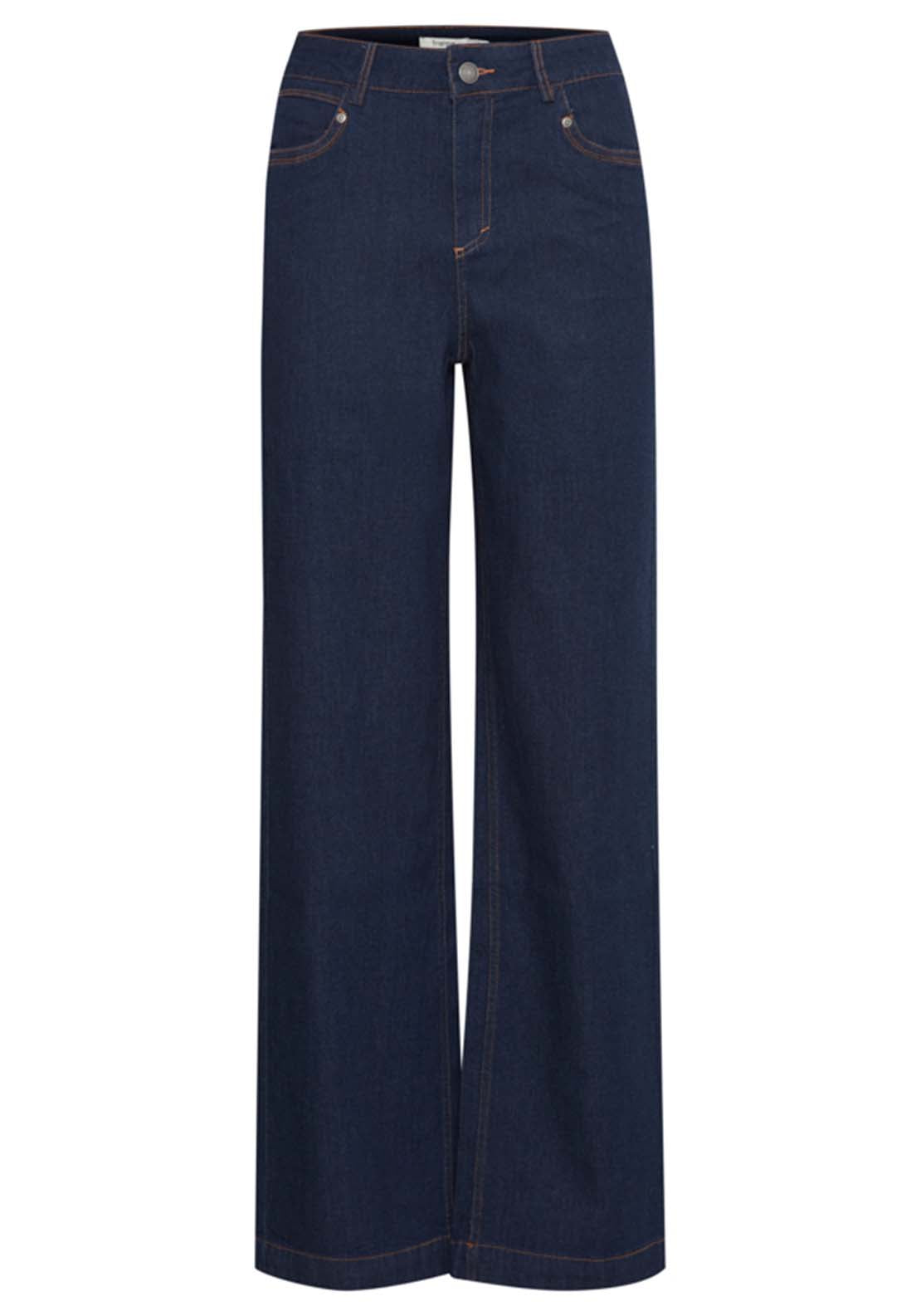 Fransa Denim Wide Leg Jeans - Raw Blue Denim 1 Shaws Department Stores