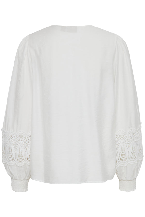 Fransa Long Sleeve Blouse - Blanc De Blanc 3 Shaws Department Stores