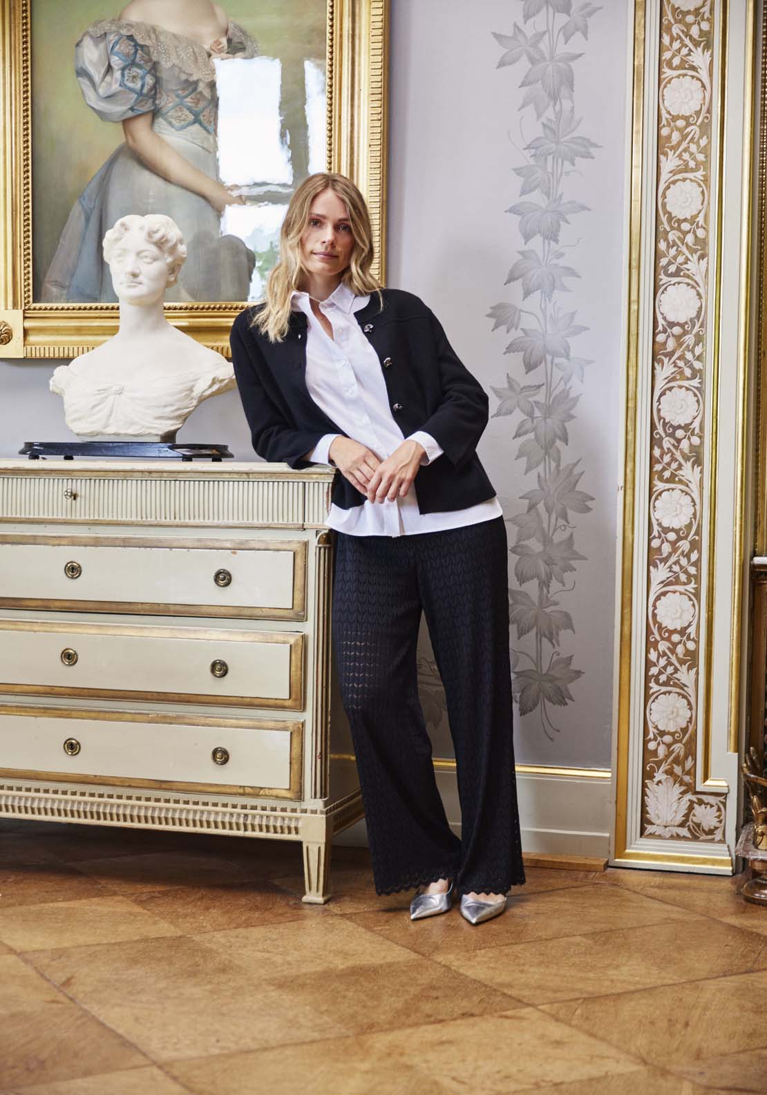 Fransa Casual Trousers - Black 1 Shaws Department Stores