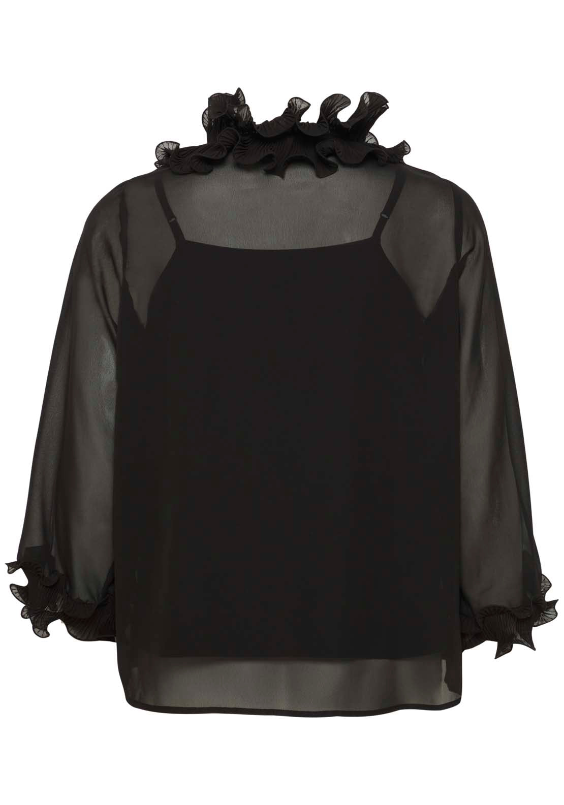 Fransa Long Sleeve Blouse - Black 2 Shaws Department Stores
