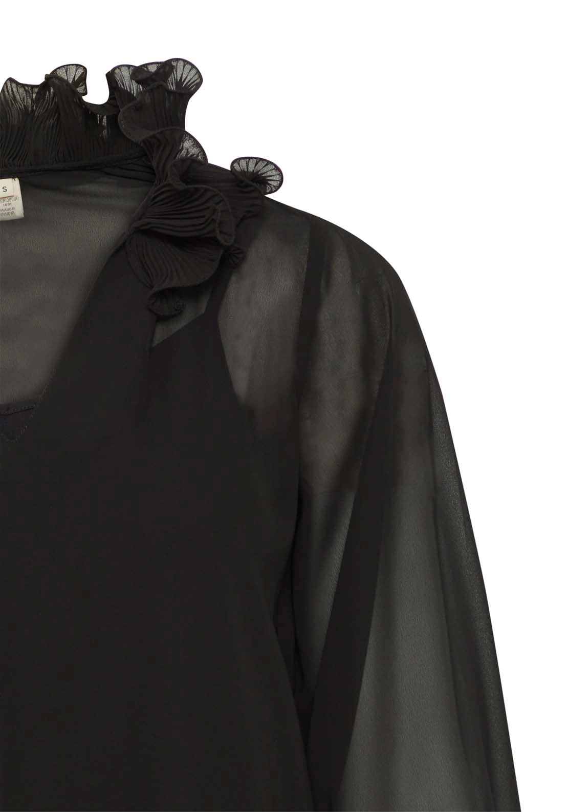Fransa Long Sleeve Blouse - Black 3 Shaws Department Stores