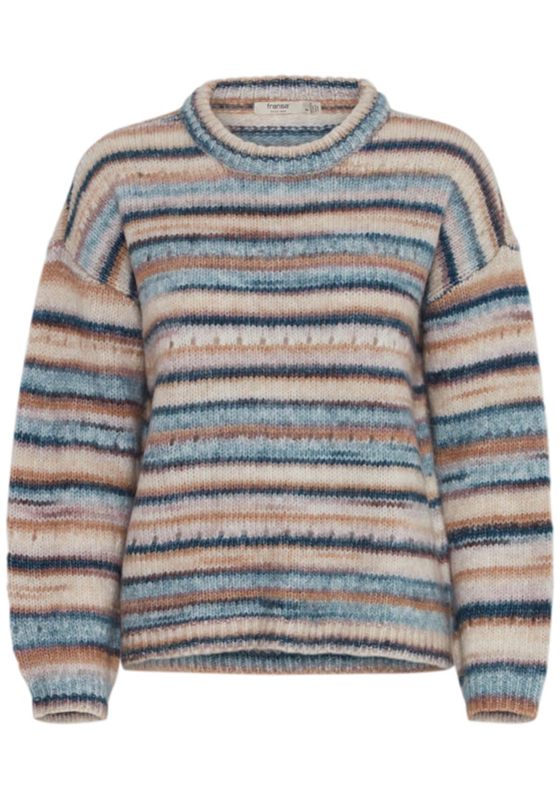 Fransa Knit Long Sleeve Pullover - Citadel Mix 1 Shaws Department Stores