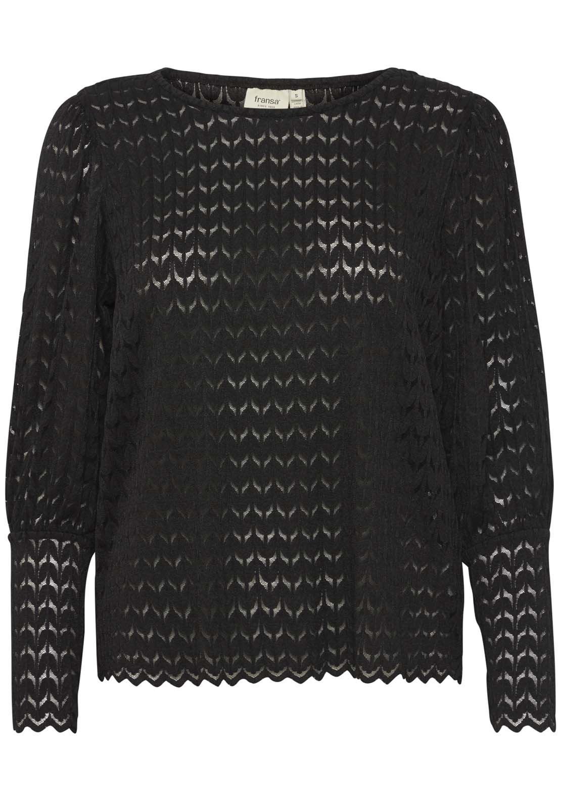 Fransa Long Sleeve Blouse - Black 4 Shaws Department Stores