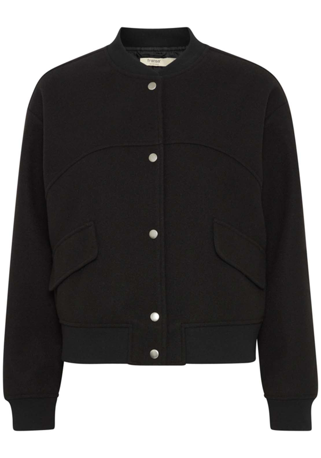 Fransa Button Up Short Jacket - Black 1 Shaws Department Stores