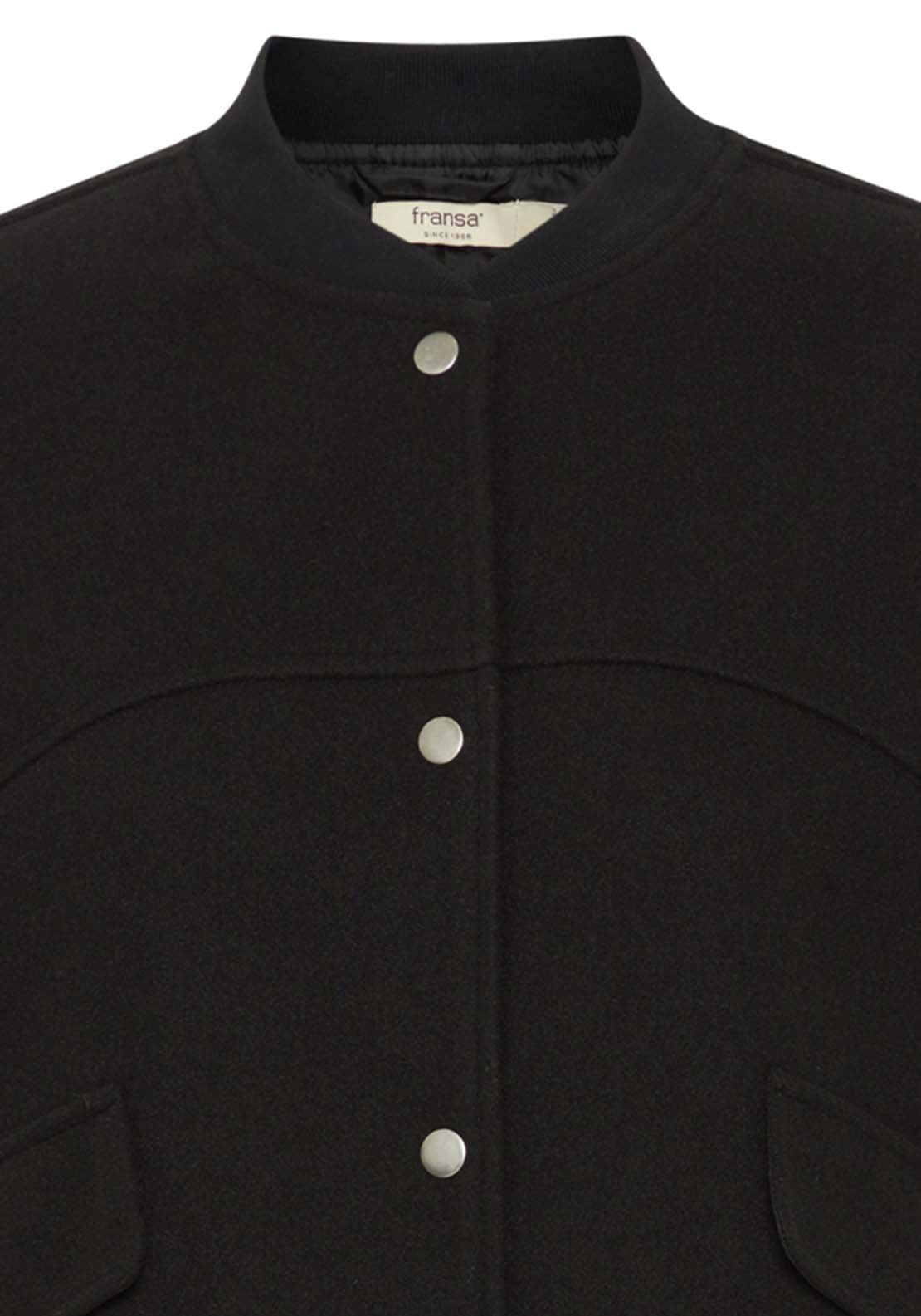 Fransa Button Up Short Jacket - Black 2 Shaws Department Stores