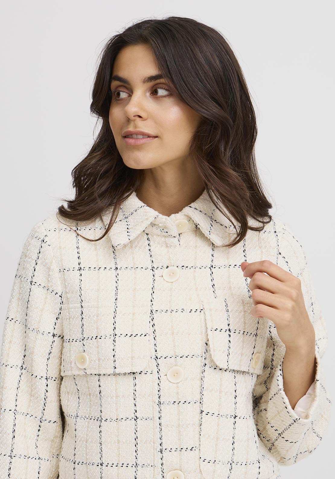 Fransa Casual Jacket - Cream 3 Shaws Department Stores
