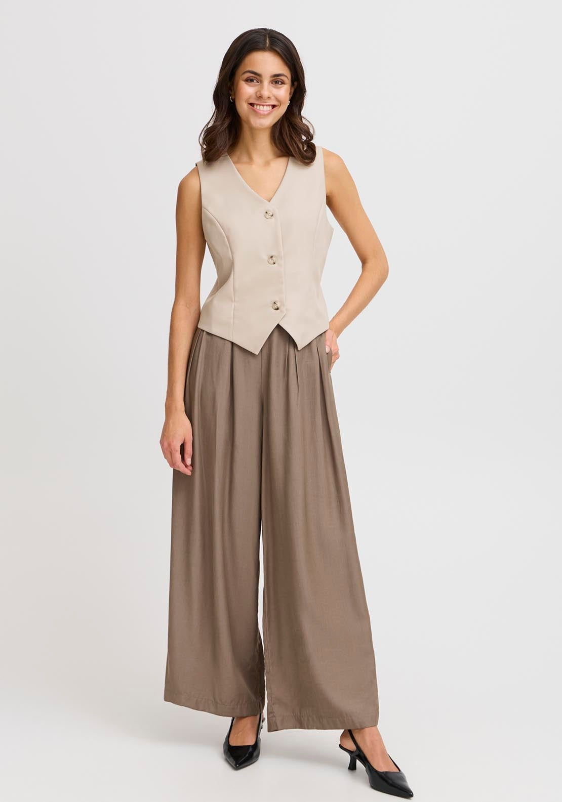 Fransa Button Detail Waistcoat 3 Shaws Department Stores