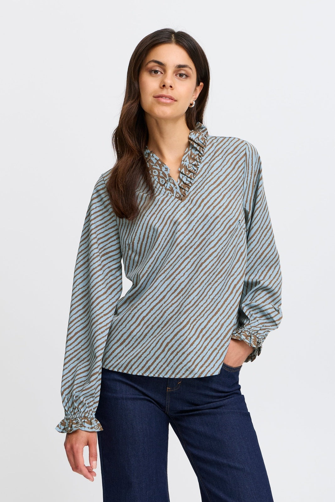 Fransa Long Sleeve Blouse - Citadel W Raindrum Ma24 Julina 1 Shaws Department Stores