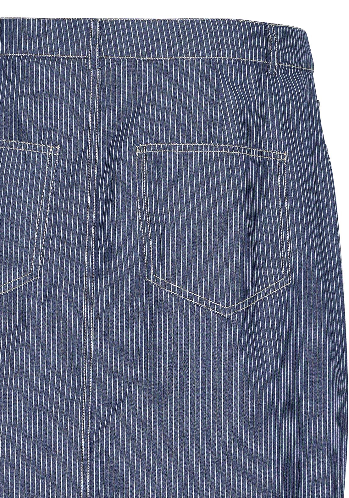 Fransa Casual Skirt - Mid Blue Striped Denim 7 Shaws Department Stores